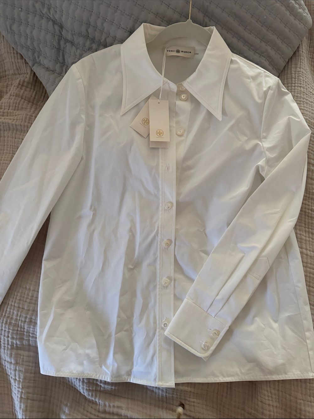 NWT Tory Burch Crisp White Long-Sleeve Button Shirt